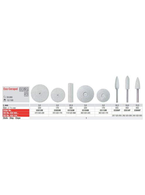 Exa-Cerapol 0301 fehér 3x220 korong