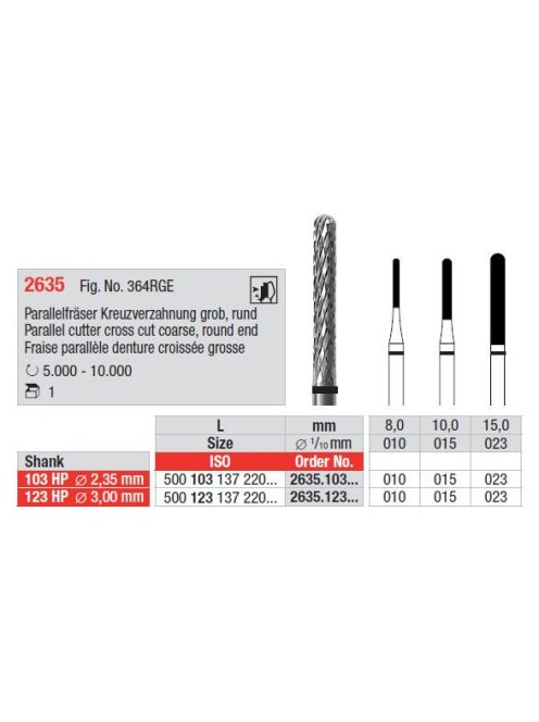 Edenta 2635.103.015 parallel cut end, cross cur, coarse