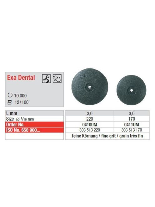 Exa-Dental 0410 fekete lencse fine,220x3