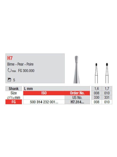 Edenta H7.314.010 Fg carbidfejü acélfúró körte