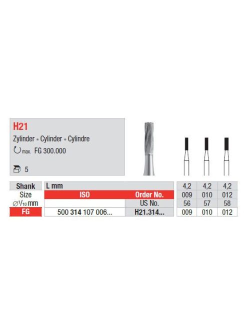 Edenta H21.314.010 Fg carbidfejü acélfúró cylinder