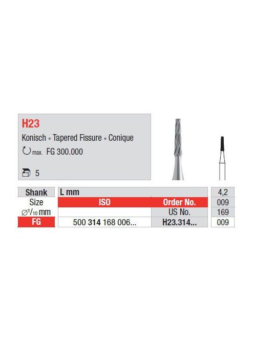 Edenta H23.314.008 Fg carbidfejü acélfúró fissura