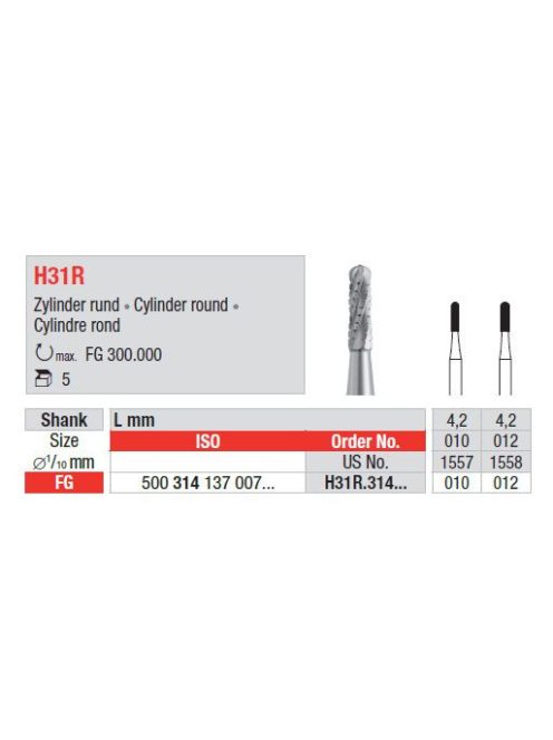 Edenta H31R.314.010 Fg carbidfej acélfúró henger round